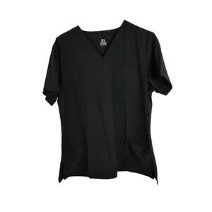 Nursing Medical Womens Scrub Top XLarge Black Technical